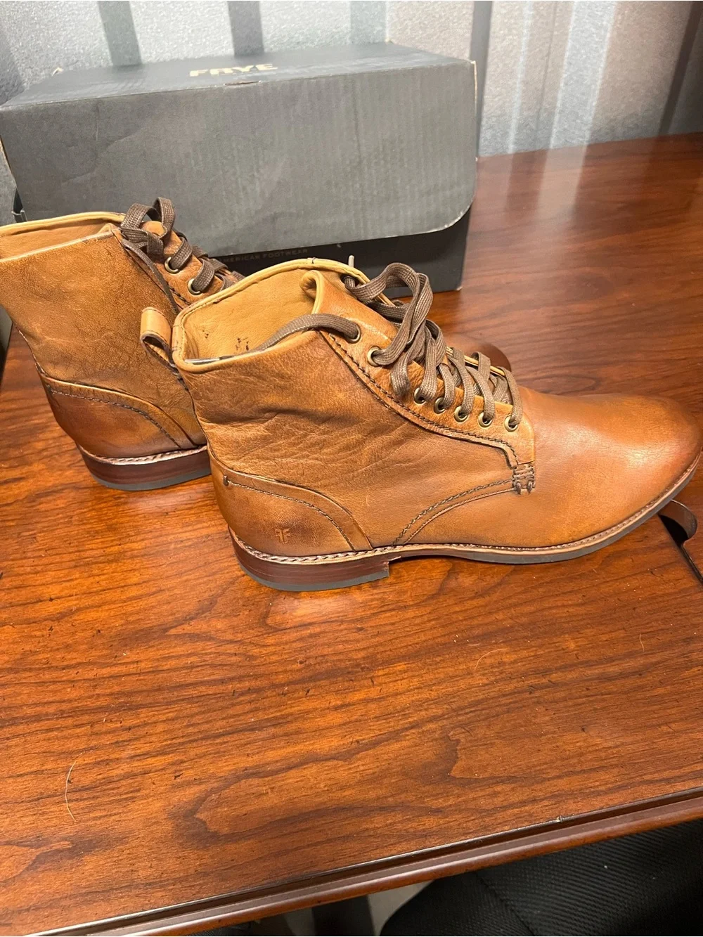 Men's Frye Tan Leather Lace-Up Boots